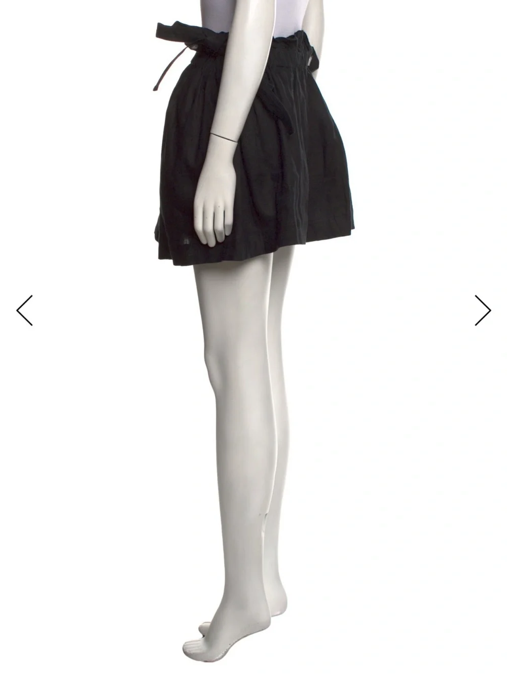 Aje 100% Linen Mini Skirt Black Ruffle Waist Zip Pockets Size M